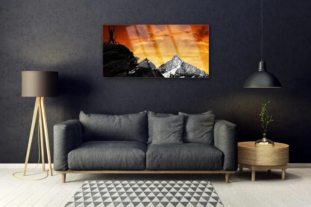 Quadro su vetro acrilico Paesaggio di montagne 100x50 cm