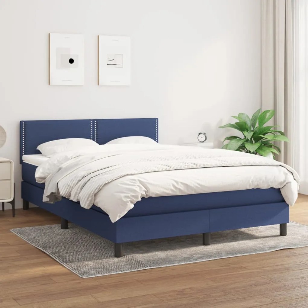 Giroletto A Molle Con Materasso Blu 140x200 Cm İn Tessuto /