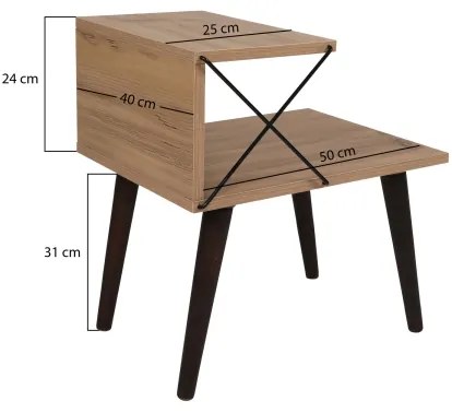 Comodino CROSS 55x50 cm marrone