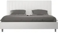 Letto matrimoniale king size con rete imbottito 200x210 similpelle bianco Agueda