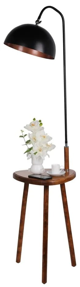Lampada da terra nera/marrone con paralume in metallo con ripiano incluso (altezza totale 160 cm) Table – Opviq lights