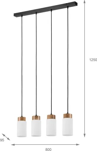 Lampadario sospeso con cavo MARKUS 4xE27/15W/230V nero/rovere