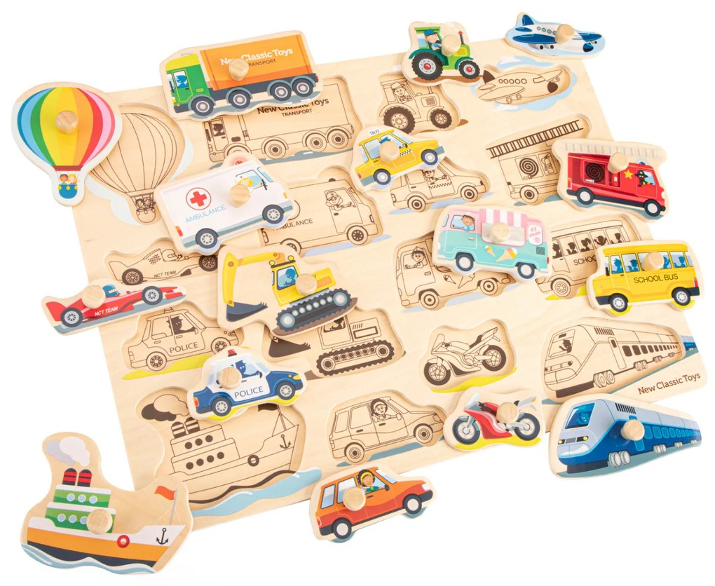 Puzzle in legno - Mezzi di trasporto - 16 pezzi