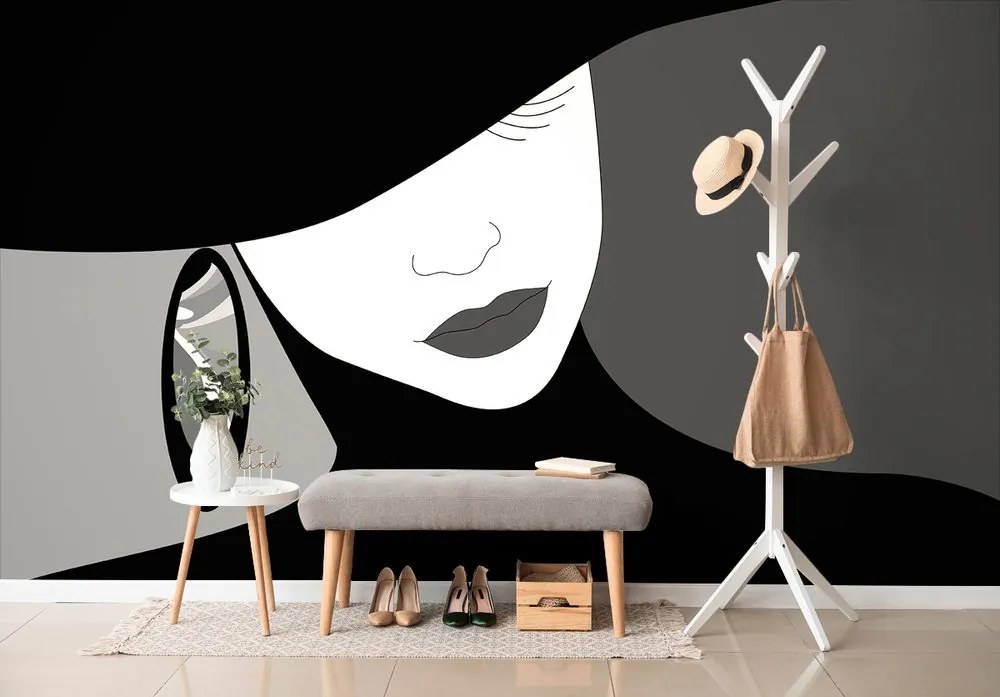 Carta da parati – Nobildonna in bianco e nero con cappello