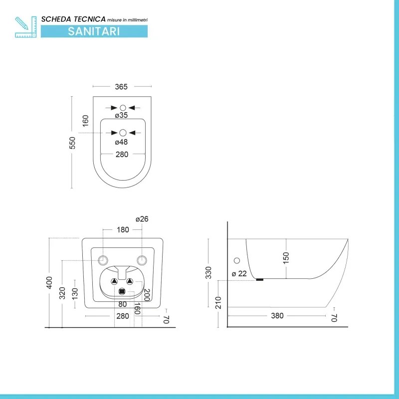 Sanitari sospesi rimless in ceramica grigio opaca con copriwc Tokyo