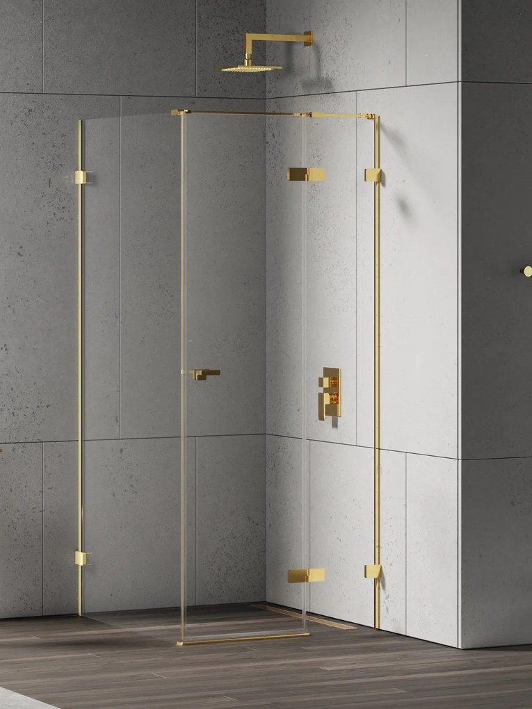 New Trendy Eventa Gold Shine box doccia 90x70 cm rettangolare oro lucida/vetro trasparente EXK-4725
