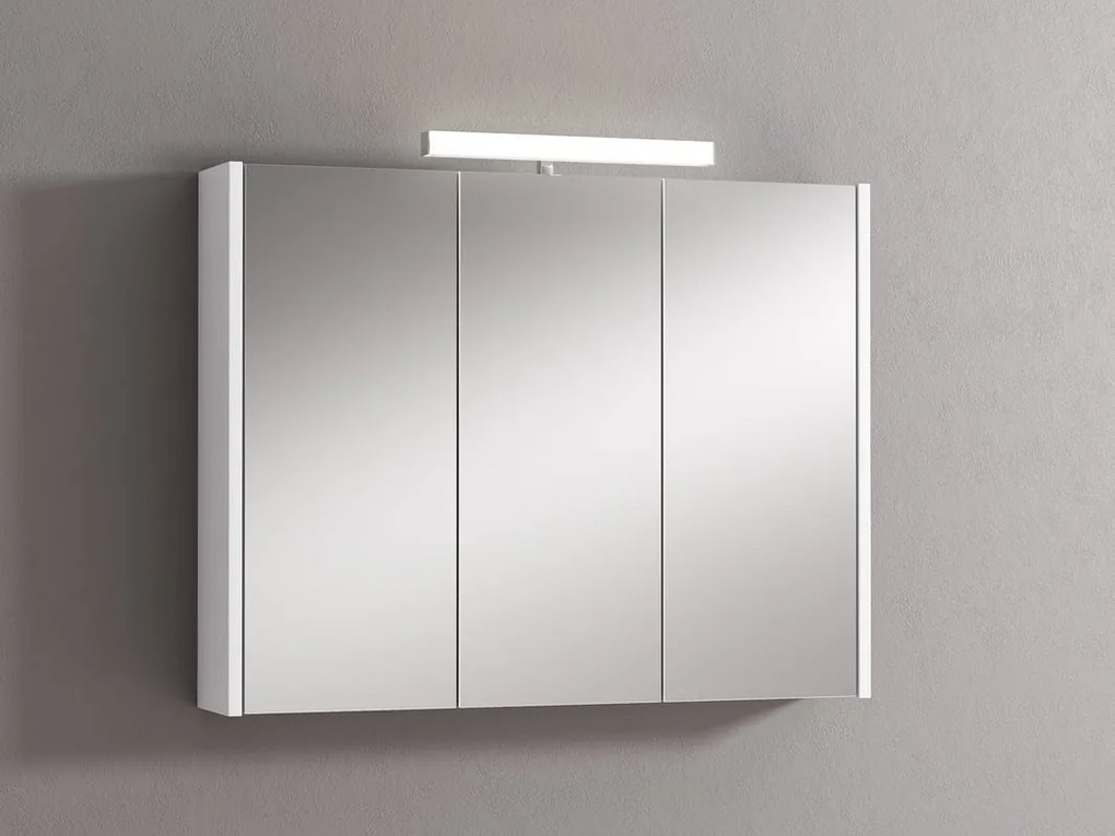 Pensile con luce Akira laccato bianco opaco L 90 x H 70 x P 15.5 cm