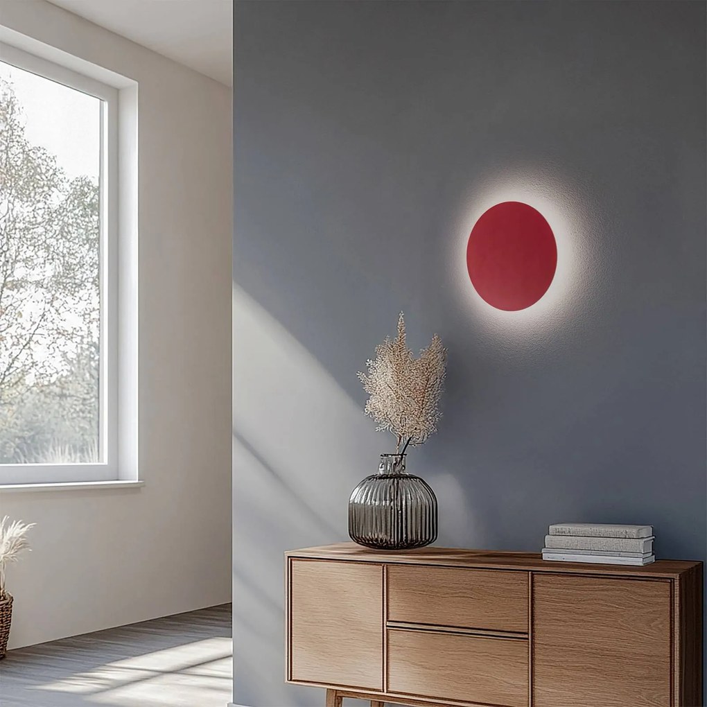 Argon Applique a LED Orios Plus, rosso, Ø 30 cm, acciaio