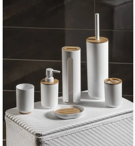 Aqualine - Porta spazzolino SNOW bianco/bambù