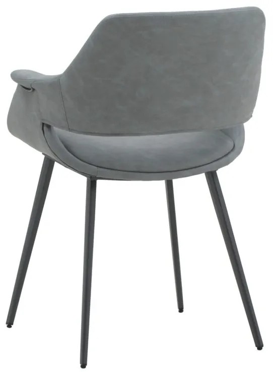 Set di sedie EMBAJADORES in similpelle grigio e gambe in metallo nero, con braccioli