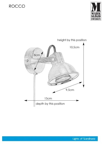 Markslöjd 107853 - Luce Spot da parete ROCCO 1xGU10/7W/230V