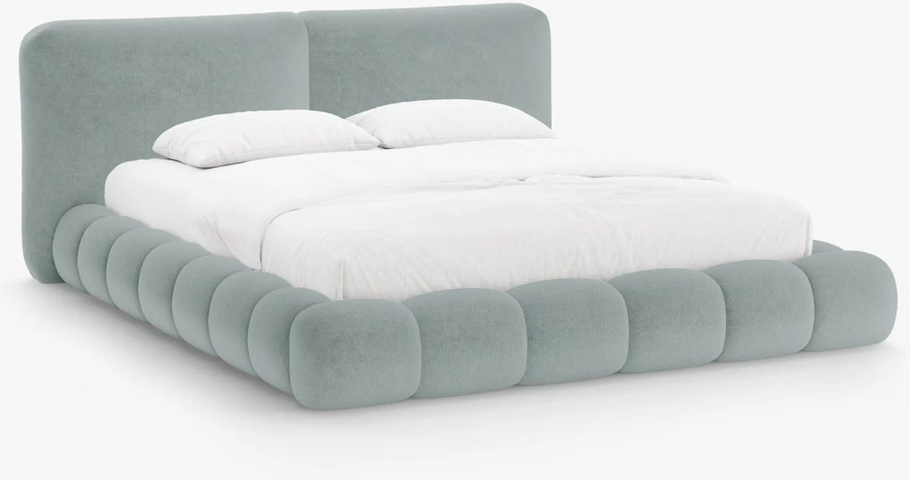 Letto imbottito Solange con contenitore in chenille Perfect Harmony – 200x200 cm