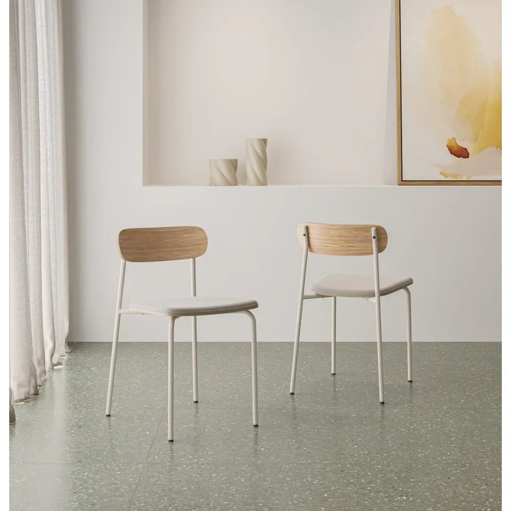 Set di 2 sedie da pranzo in colore beige-naturale Adriana - Marckeric