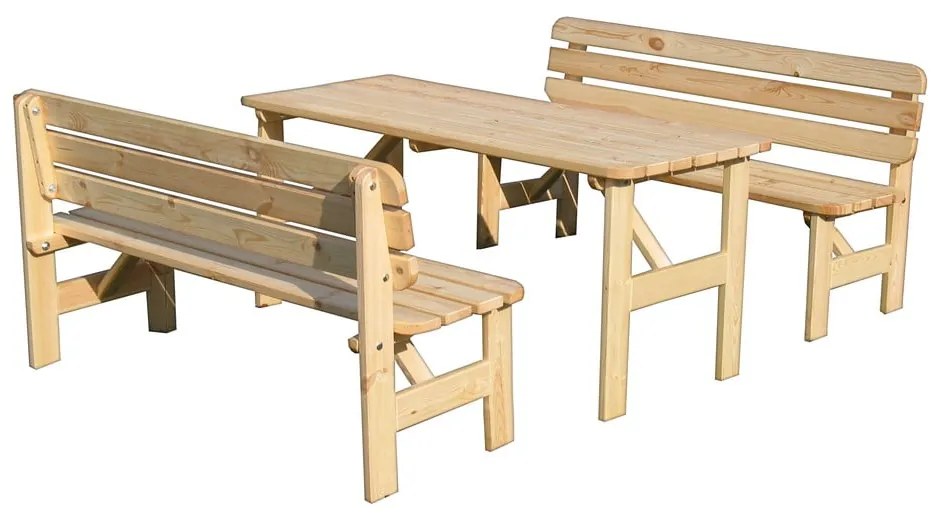 Panchina da giardino in legno di colore naturale Viking - Rojaplast