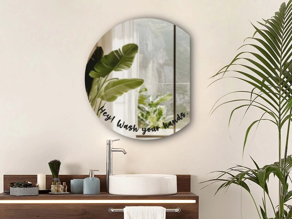 Adesivo per specchio S47 – Hey! Wash your hands. (round)