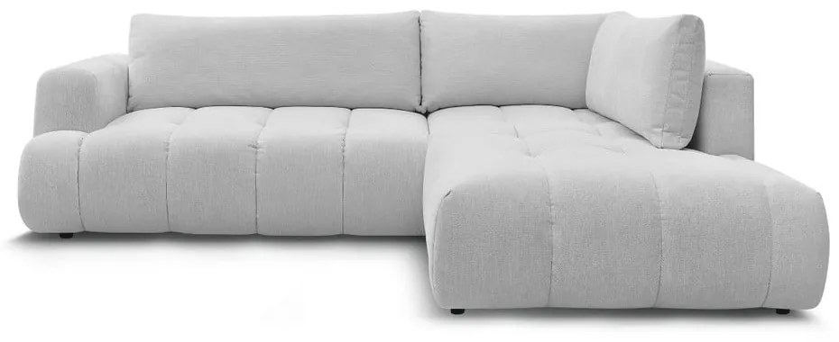Divano angolare grigio chiaro allungabile e con contenitore (penisola a destra/a L) Fuji – Bobochic Paris