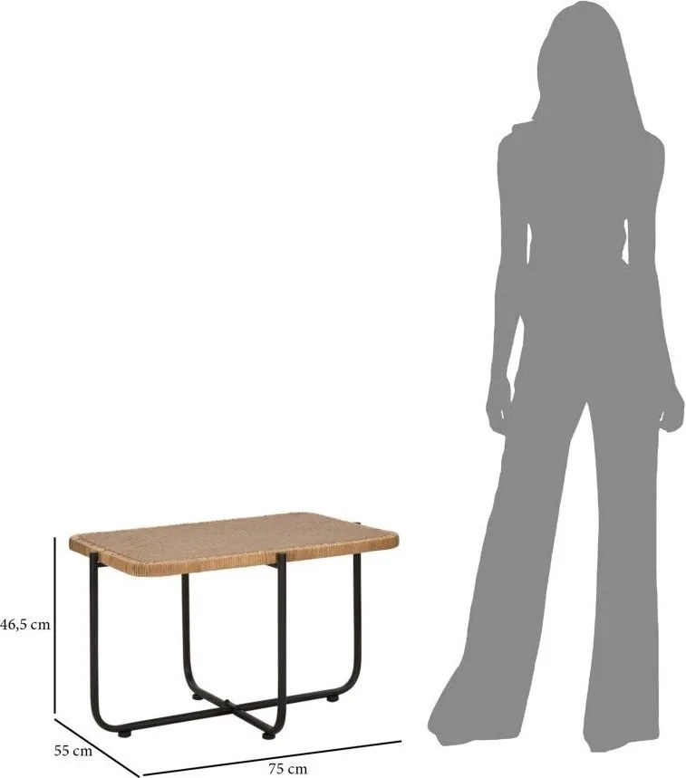 Tavolino da salotto nero/di colore naturale in rattan 55x75 cm Cebu – Mauro Ferretti