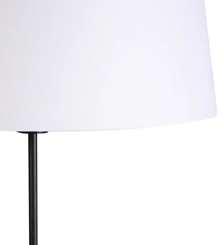 Lampada da terra nera con paralume in lino bianco 45 cm regolabile - Parte