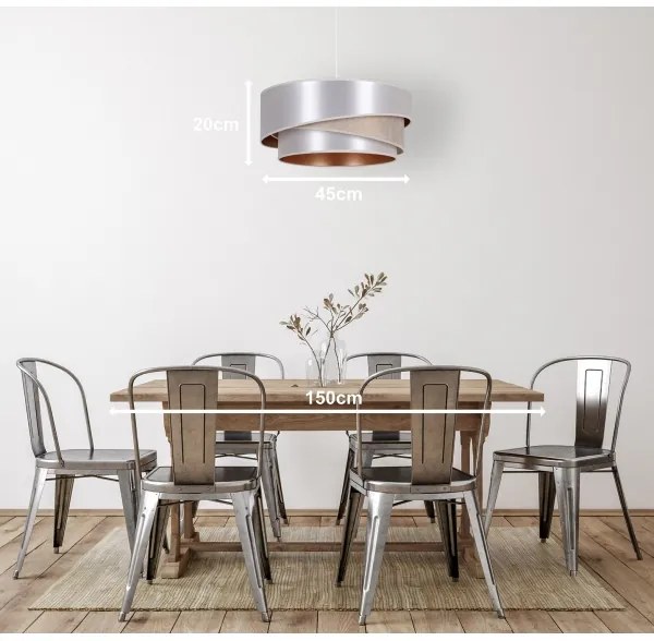 Duolla - Lampadario a sospensione con filo KOBO 1xE27/15W/230V diametro 45 cm argento/oro