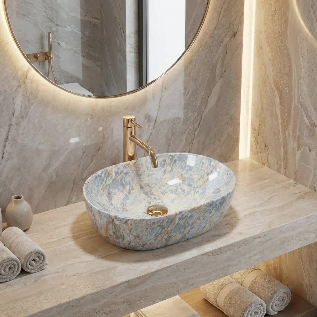 Lavabo da appoggio Rea Amelia Ruststone 48