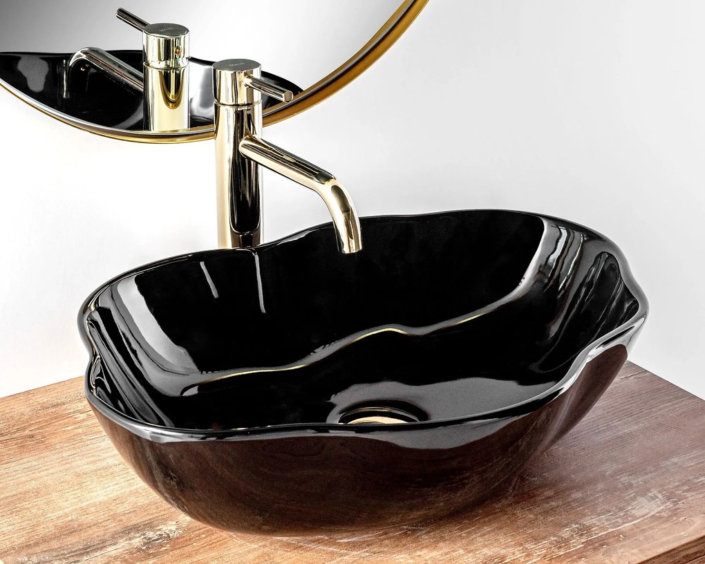 Lavabo da appoggio Rea Pearl Black