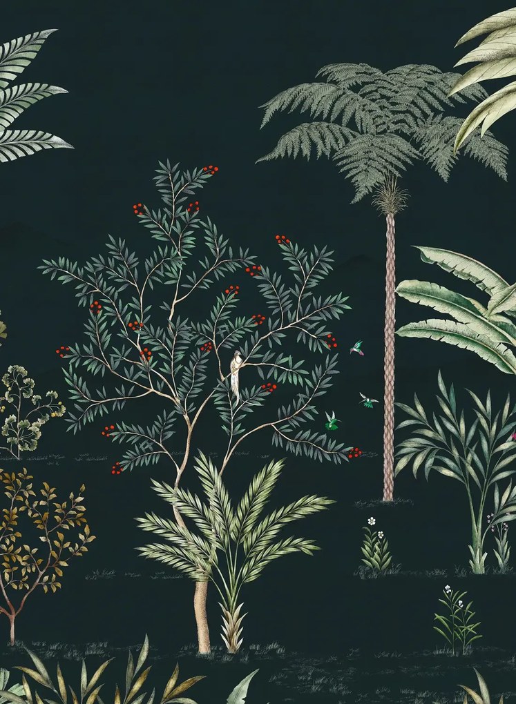 Isidore Leroy Carta da parati panoramica Jardin des Oiseaux Nuit - Panel C