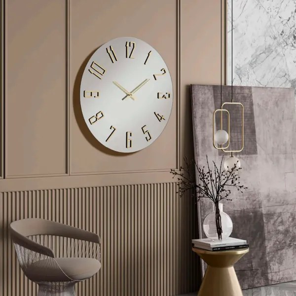 Orologio OZIAS rotondo D60 cm in cristallo Chiaro e numeri Oro