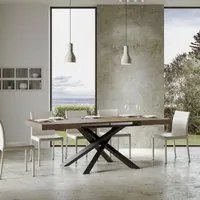 Tavolo da Pranzo Volantis 90x130 Allungato 90x234 in Nobilitato e Ferro Colore: Noce