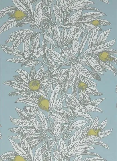 Osborne & Little Carta da parati Medlar - Sky/ Chartreuse