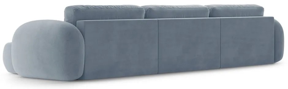 Divano angolare blu polveroso allungabile/con contenitore (a U) con rivestimento in velluto Tonale – Cosmopolitan Design