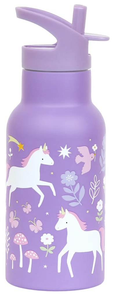 A Little Lovely Company - borraccia in acciaio inox, 350 ml - unicorni e arcobaleno