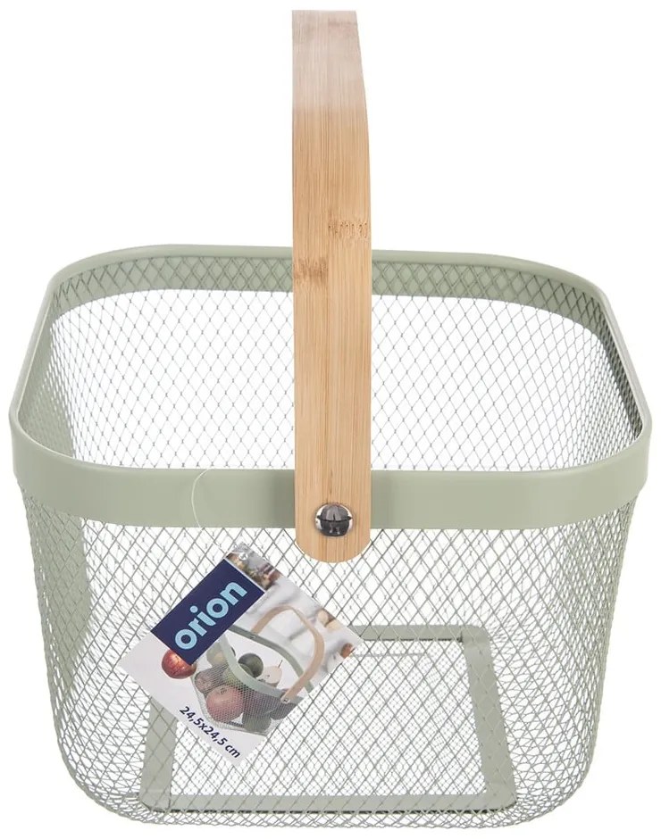 Cesto con filo metallico in metallo 24,5x24,5x30 cm Greenish – Orion