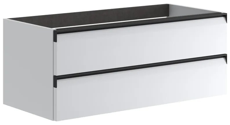 Mobile da bagno sospeso sotto lavabo L 99.5 x H 40 x P 45.5 cm bianco laccato opaco, 2 cassetti Fusion