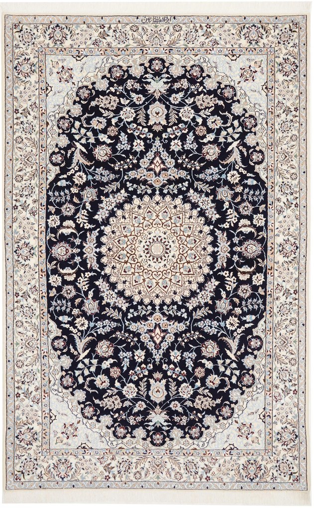 Nain Tappeto persiano 210x130 Blu (Iran) Annodato A Mano