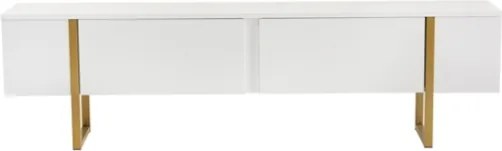 Mobile TV Da Terra 180 Cm A 2 Ante Bianco E Piedini Oro Serena