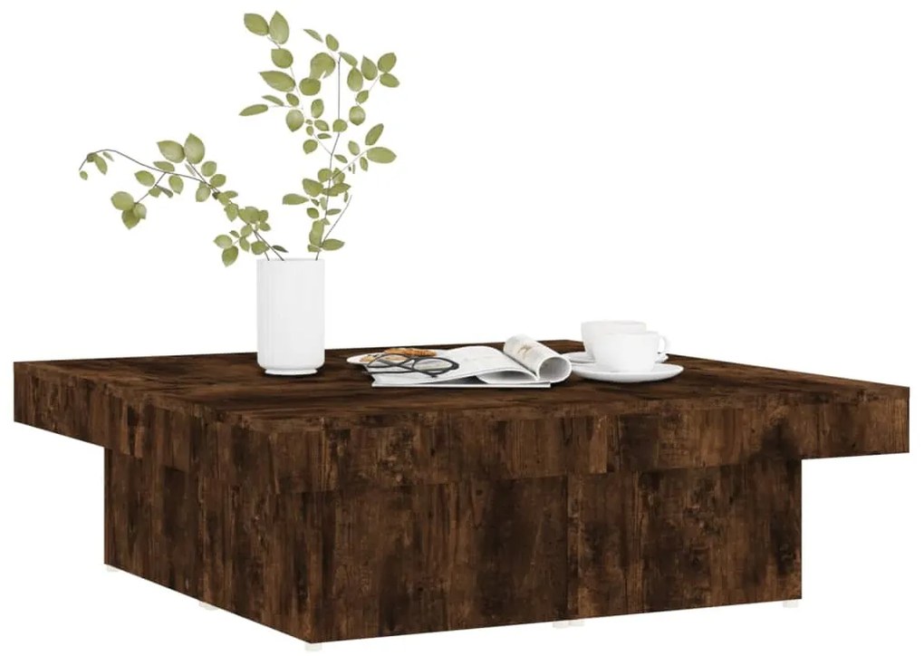 Tavolino da salotto rovere fumo 90x90x28 cm legno multistrato