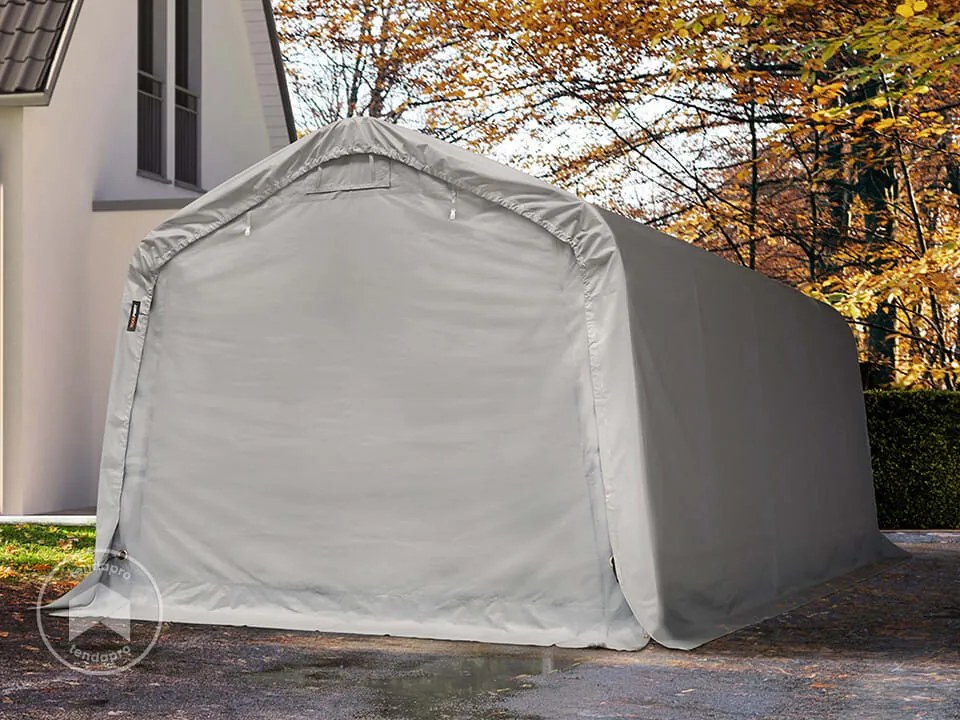 TOOLPORT 3,3x6m tenda garage, PVC 800, grigio, con statica (sottofondo in cemento) - (68450)