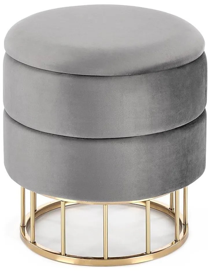 Pouf MINTY Ø 37 cm grigio/oro