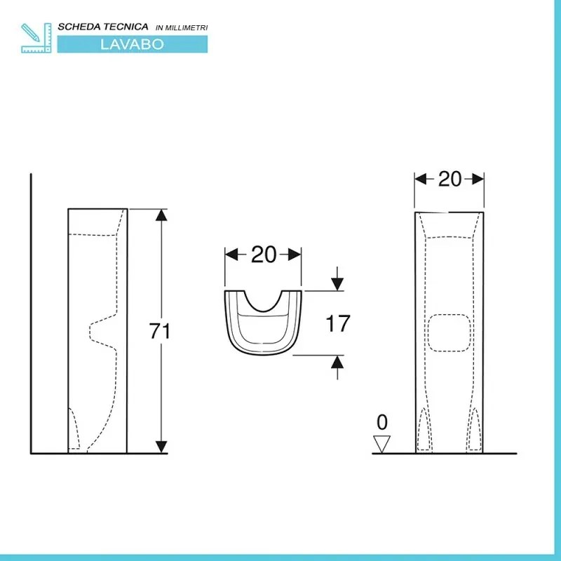 Lavabo con colonna Geberit 50 cm bianco lucido Fantasia