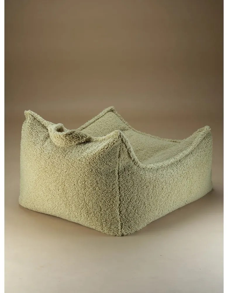 Pouf a sacco per bambini verde con rivestimento in bouclé Chair – Wigiwama