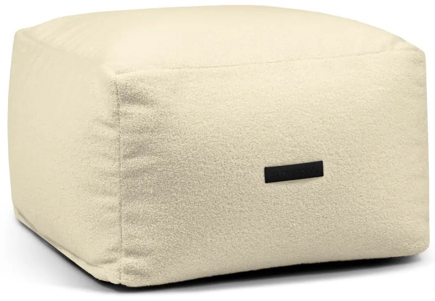 Puof a sacco color crema con rivestimento in bouclé Softbox MooG – SLOWDOWN