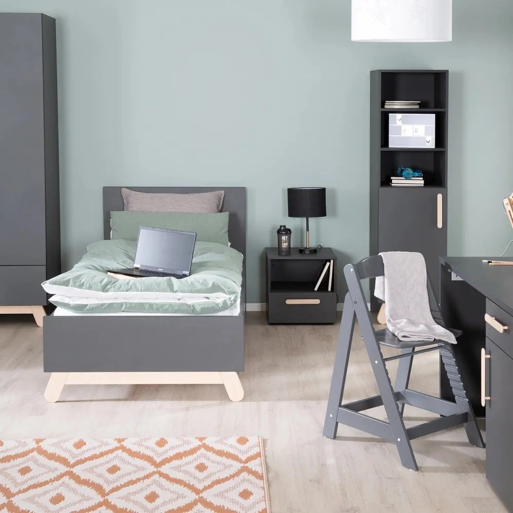 Letto nero per bambini 90x200 cm Jara - Roba