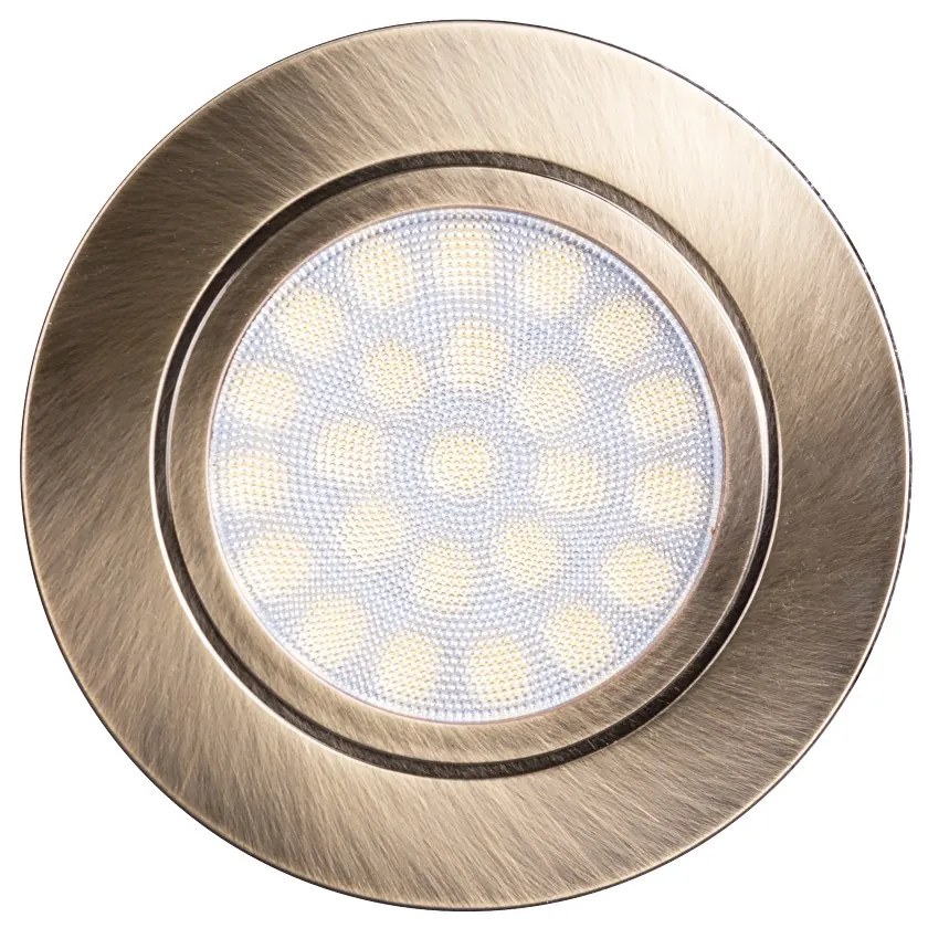 Faro da Incasso LED 220V 4W, IP44, Foro ⌀56 - 60mm Ottone Satinato Colore Bianco Naturale 4.200K