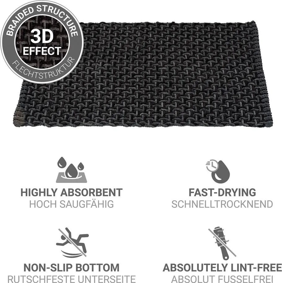 Tappetino per il bagno color antracite in tessuto 50x80 cm Ecoli – Wenko