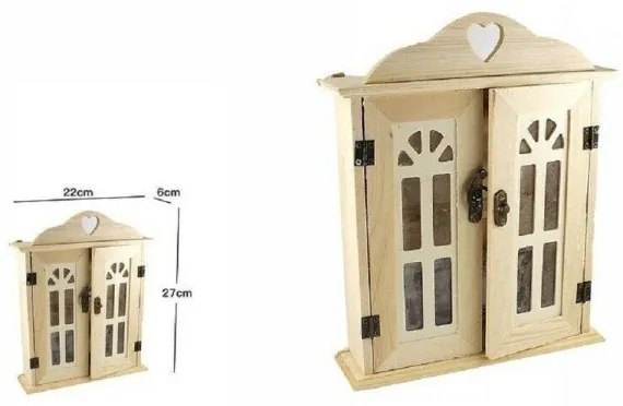 Trade Shop - Cassetta Portachiavi Legno 6 Ganci Appendi Chiavi Muro Per Decoupage