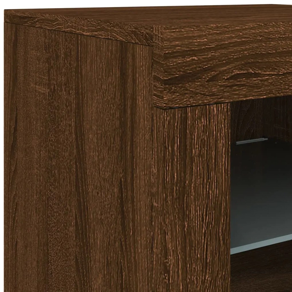 Credenza con Luci LED Rovere Marrone 142,5x37x67 cm