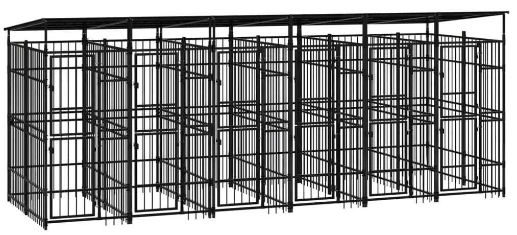 Gabbia Per Cani Da Esterno Con Tetto İn Acciaio 11,06 M² /