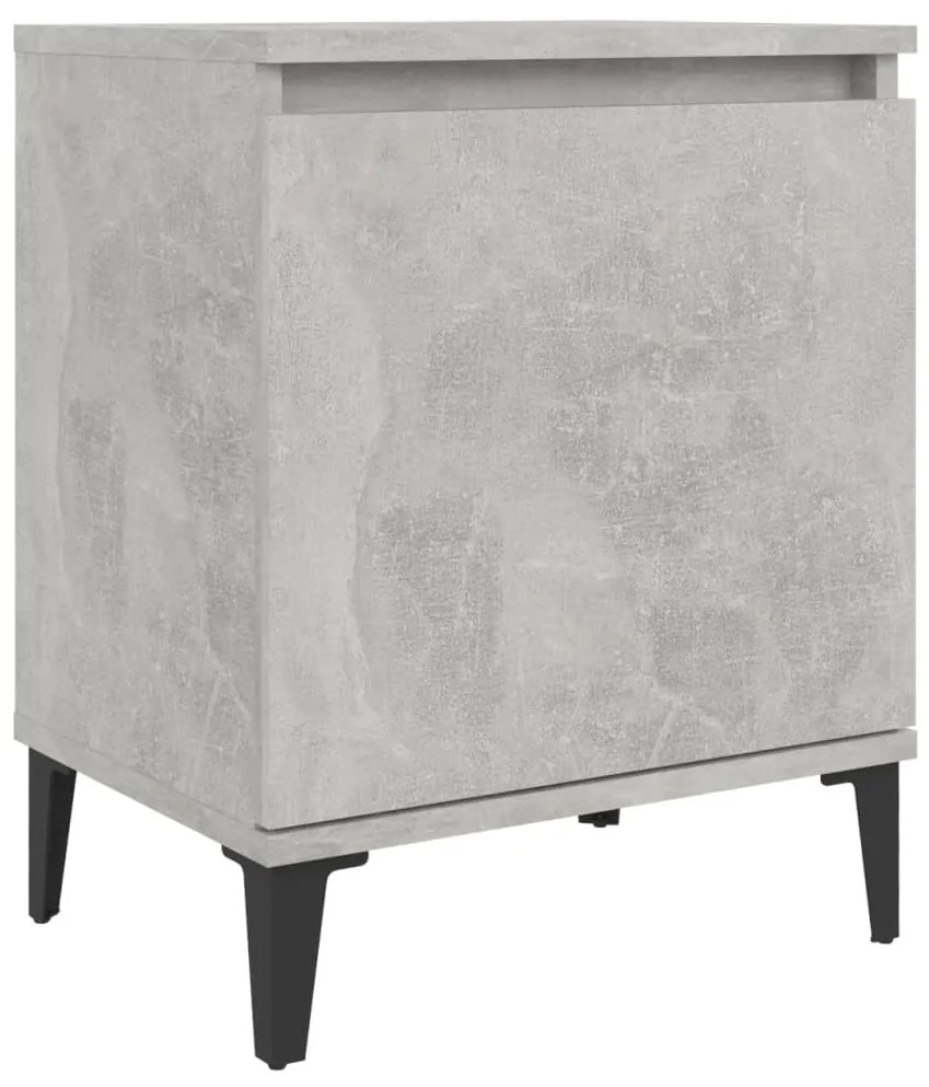 Comodini con Gambe in Metallo 2pz Grigio Cemento 40x30x50 cm