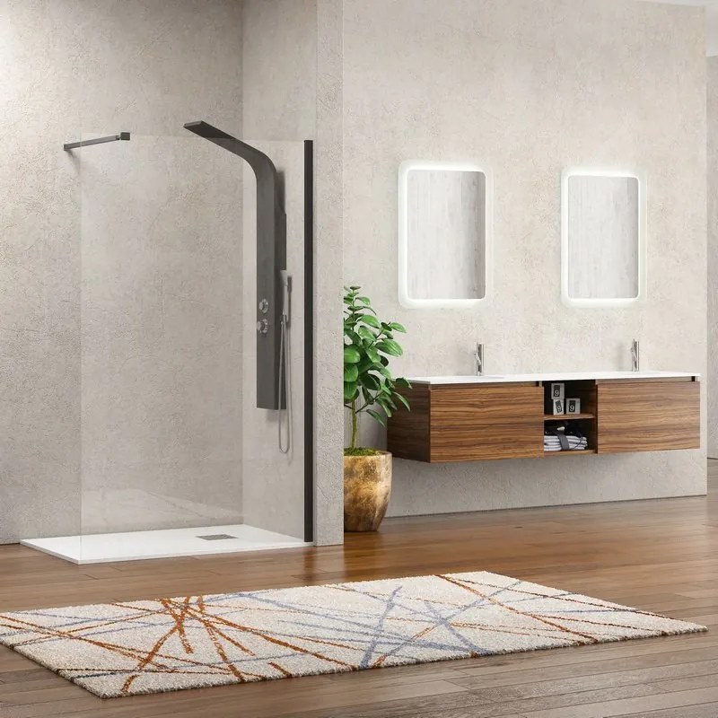 Parete doccia walkin 80 con profilo nero opaco KW-100B - KAMALU