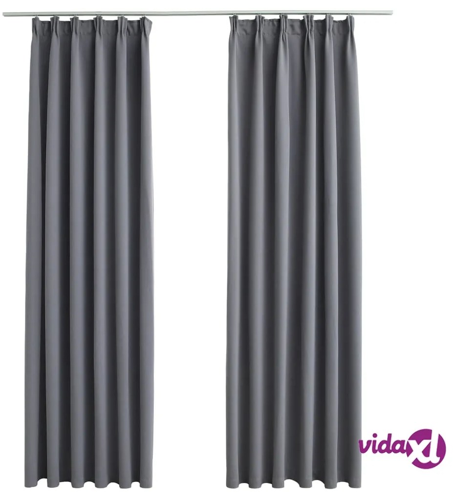 vidaXL Tende Oscuranti con Ganci 2 pz Grigie 140x175 cm